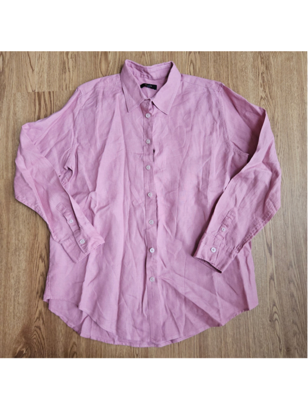 Quince Linen Pink Button Up Long Sleeve Natural Fiber Womens Medium